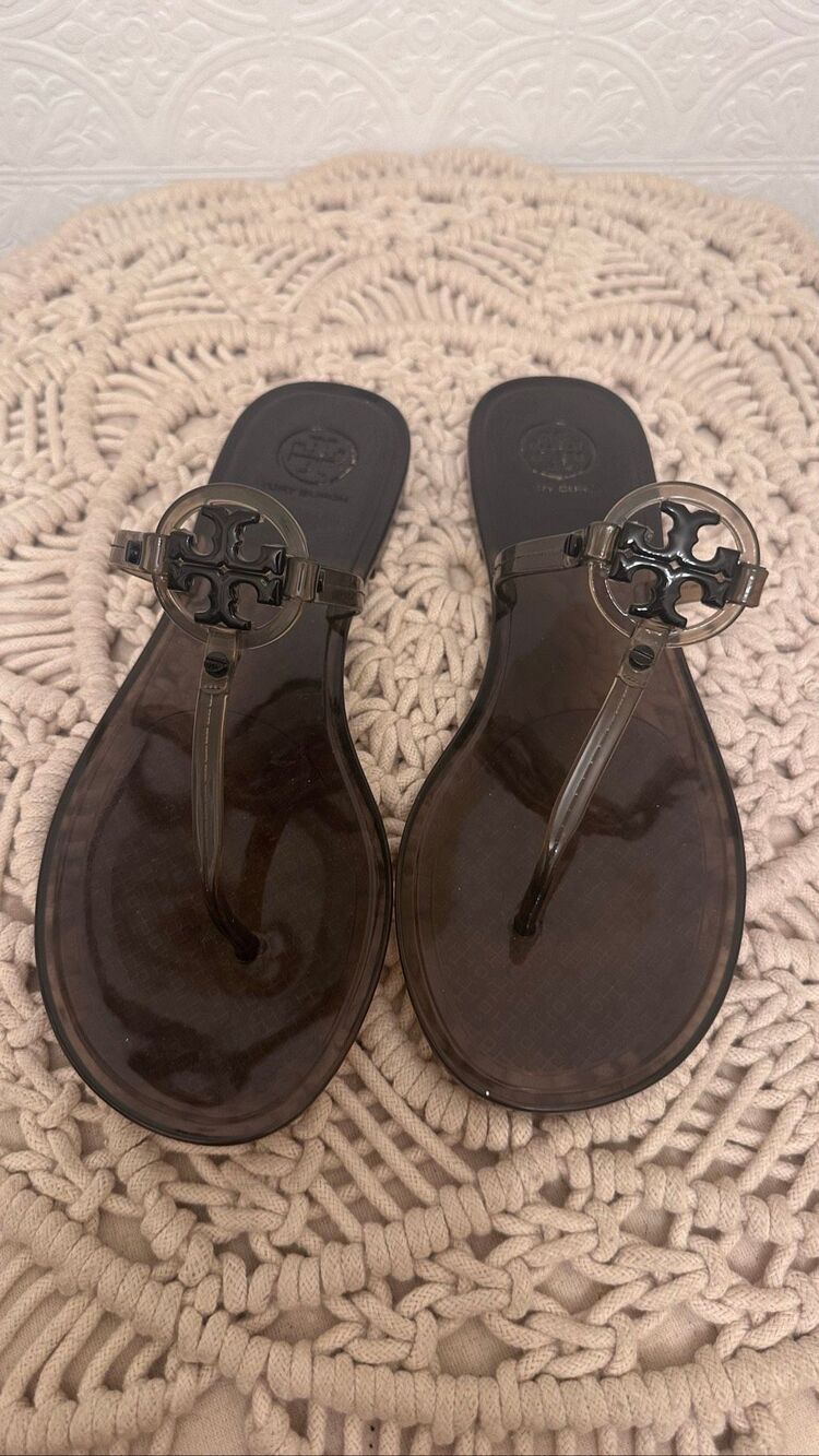 Tory Burch Black Jelly T Strap Sandals Size 8 NWOT